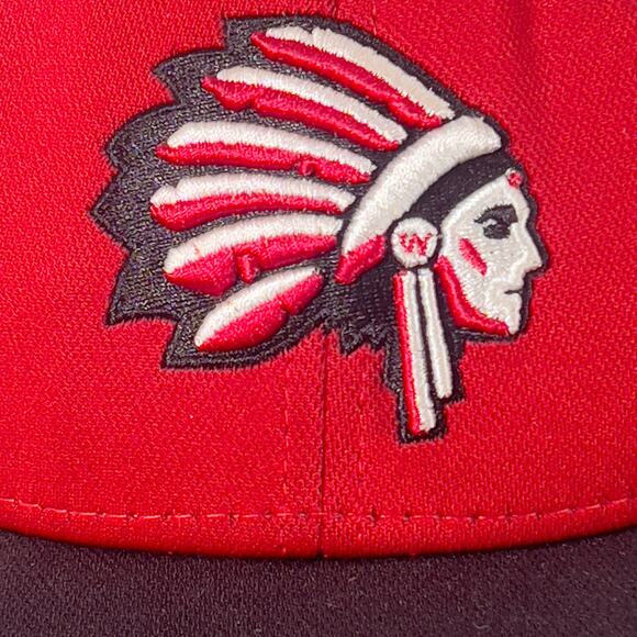 Indian Chief Headdress Embroidered Black Red Baseball Cap M/L OC Sports Pro Flex - Picture 2 of 12